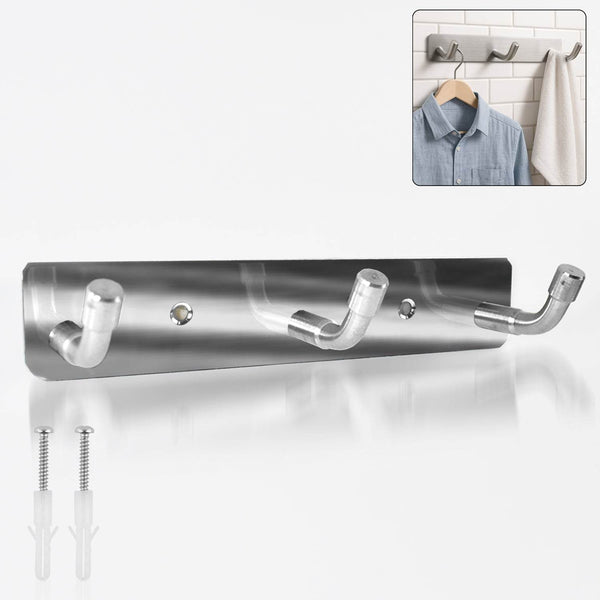 Stainless Steel Wall Mounted Coat 3 Hook Rack (14x3 / 1 Pc) - dailyneed.life
