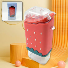 Portable Cute Water Bottle for Kids, Unique Ice Cream Shape water cup, sicle Shaped Plastic Kettle with Straw, Adjustable Shoulder Strap, BPA free, Leakproof (300 ML) - dailyneed.life