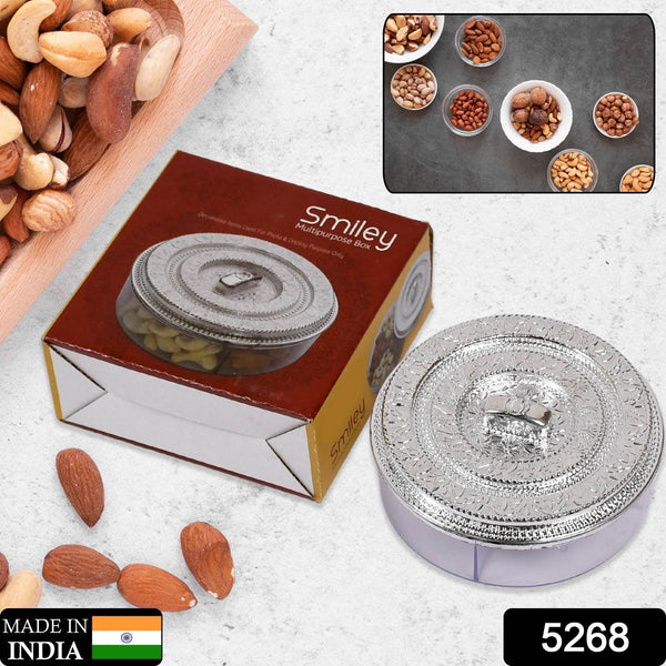 Round Smiley Multi Purpose 4 Compartment Box For Home & Kitchen Use - dailyneed.life