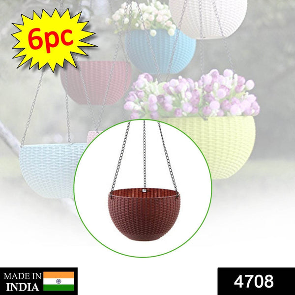 Plastic Hanging Flower Pot and Flower Pot with Chain (6 Pc) - dailyneed.life