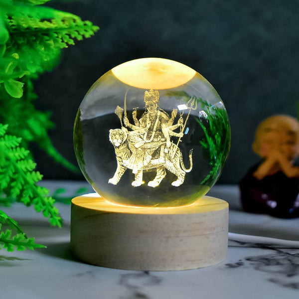 Ambaji 3D Crystal Ball lamps With Base (1 Pc) - dailyneed.life