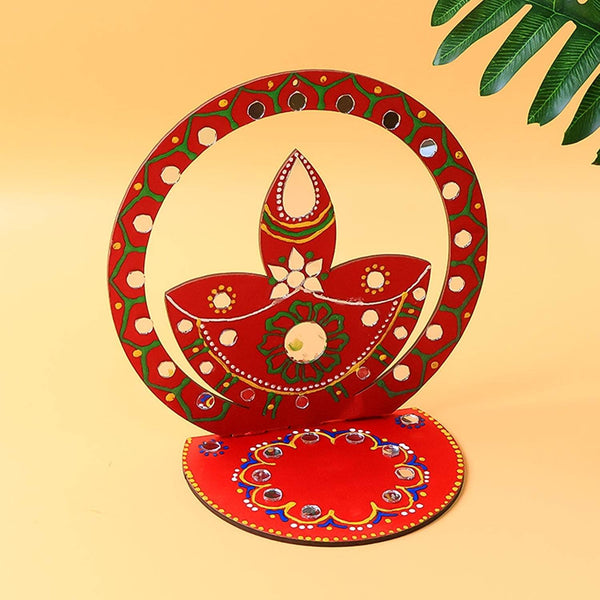 Handcrafted Wooden Decorative Diya Stand (1 Pc) - dailyneed.life