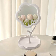Flower-Shaped Makeup Mirror, Rotatable Makeup Mirror with Tray Table Vanity - dailyneed.life