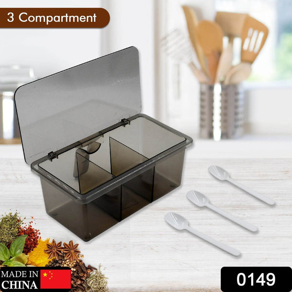 Seasoning Box, Portable Durable 3 Divided Sections with Lid Spice Box Serving Set, for Bars, Restaurants Coffee Shops, Hotels - dailyneed.life