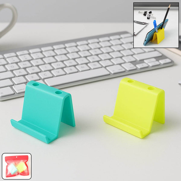 Multifunctional Plastic Mobile Phone Stand & Pen Holder (2 Pc & mix color) - dailyneed.life