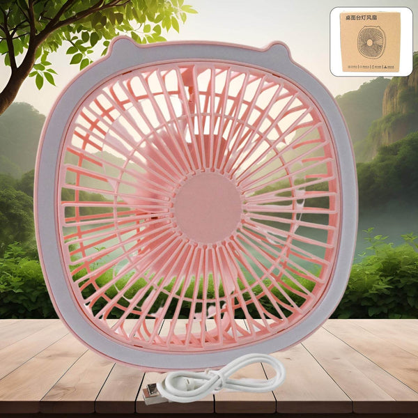 USB PORTABLE MINI DESK FAN WITH LIGHT & COLOR BOX (1 PC / Mix Color) - dailyneed.life