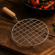 Kitchen Round Stainless Steel Roaster Papad Jali, Barbecue Grill with Wooden Handle - dailyneed.life
