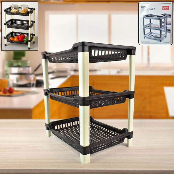 Apex Big Multi use Plastic Storage Rack – 3-Tier (1 Pc) - dailyneed.life