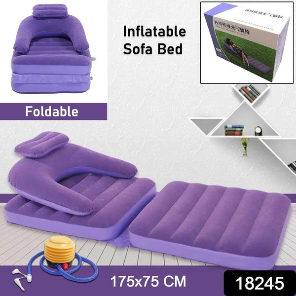 2 in 1 Air Mattress & Lounger, Portable Inflatable Mattress Air Sofa With Air Hand Pump (175×75 cm) - dailyneed.life