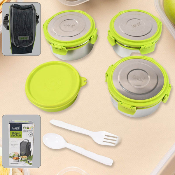 Stainless Steel Tiffin Lunch Box Container / Dabba with 4 Side Clip Lock Lid for Office & School Use/ Food Grade / Air Tight / Easy to Carry / Leak Proof - dailyneed.life
