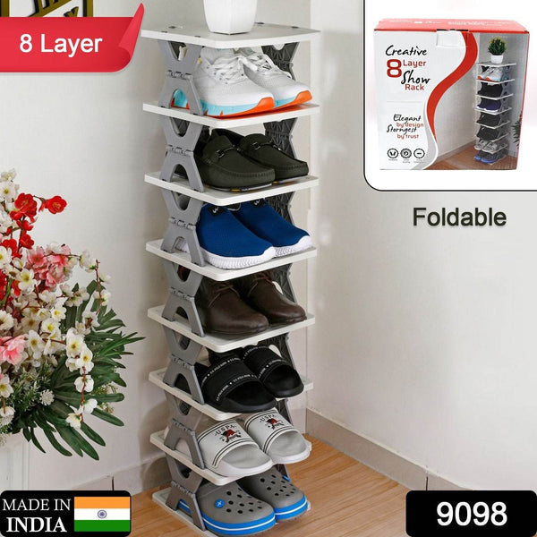 8-Layer Foldable Shoe Rack for Entryway - Heavy Duty Plastic Shoe Organizer - dailyneed.life