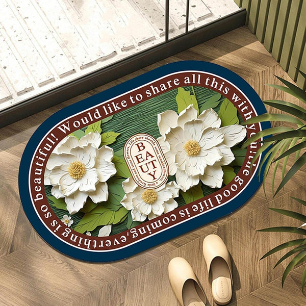 3D Visual Anti-Slip Absorbent Mat New Soft Super Absorbent Floor Mats, Cute Flowers Shower Drying Bathroom Mat (Mix Design / 1 Pc) - dailyneed.life