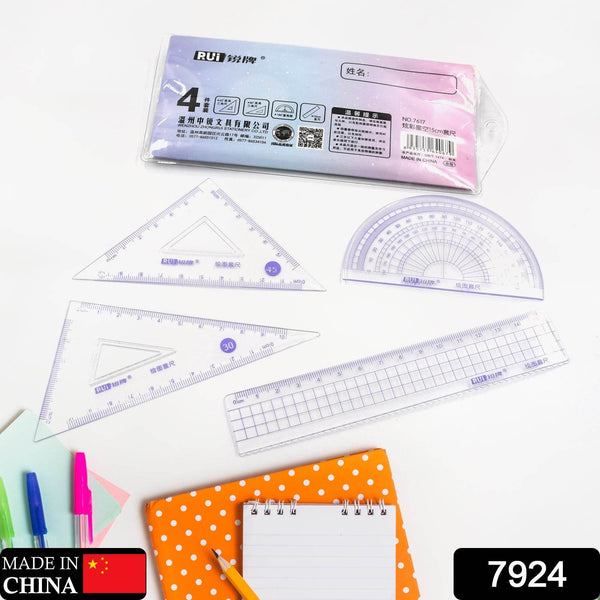 4pcs Ruler Suit Stationery Set for School Student Office ,Draft Rulers for School Office Supplies and Supplies-High School - dailyneed.life
