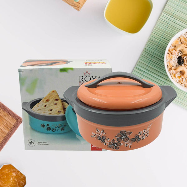 Casserole Box for Food Searving Inner Steel Insulated Casserole Hot Pot Flowers Printed Chapati Box for Roti Kitchen (Approx 2500 ml) - dailyneed.life