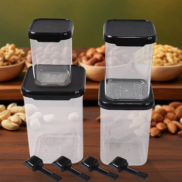 Plastic Air Tight Containers Storage (4 Pc Set With 4 Spoon) - dailyneed.life