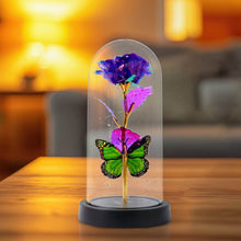 LED Preserved Rose with Colorful Butterfly in Plastic Dome (1 Pc & Mix Color) - dailyneed.life