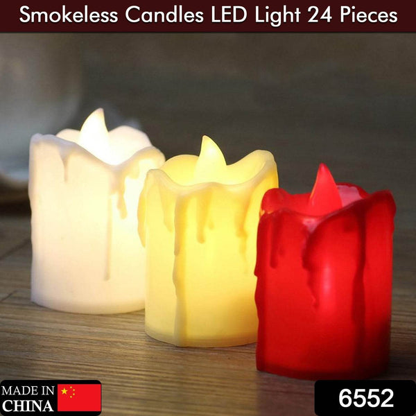 Set of 24 Multicolor Flameless Melted Design Candles for Decoration, Diwali - dailyneed.life