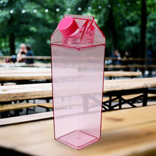 Plastic Milk Carton Colorful Clear Water Bottle, 17 Oz Portable Milk Box Leakproof Square Juice Bottle for Outdoor Sports Travel Camping - dailyneed.life