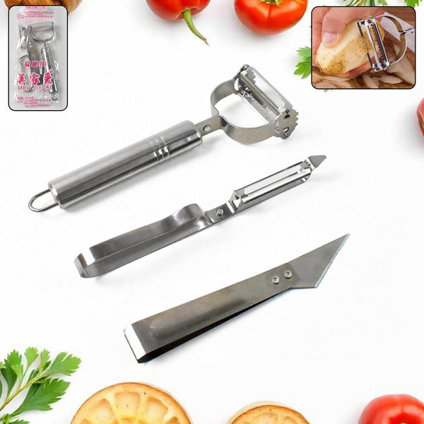 3 In 1 Stainless Steel Vegetable and Fruit Peeler Set (3 Pcs Set) - dailyneed.life