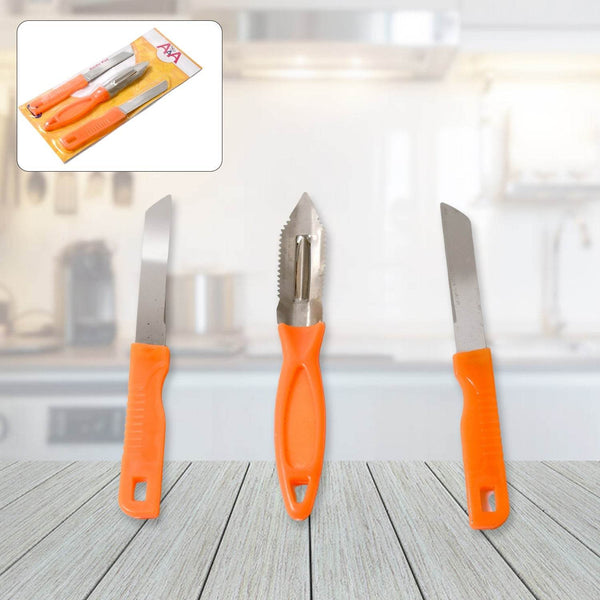 3in1 Multipurpose Stainless Steel Classic Kitchen Knife Set of 3 for Fruits and Vegetable Chopping / Cutting / Peeling, Kitchen Knife / Vegetable Peeler / Plain Knife - dailyneed.life