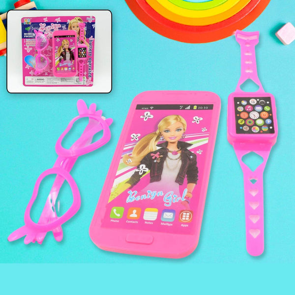 Barbiee Musical Phone, Watch & Glasses Set for Girls – ABS Calling Toy (3-Piece, Battery Not Included) - dailyneed.life
