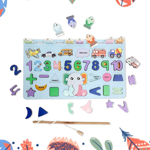 Wooden Number Puzzle Match Board and magnetic rod - dailyneed.life