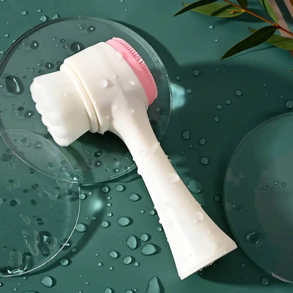 2 in 1 Facial Brush Cleansing | Manual Face Scrubber | Silicone Double-Sided Face Wash Brush for Sensitive, Delicate, Dry Skin (1 Pc) - dailyneed.life