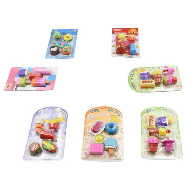 Mix Design Fancy Erasers Set – Colorful & Stylish Erasers for Kids, Birthday Gift & School Prize (1 Set) - dailyneed.life