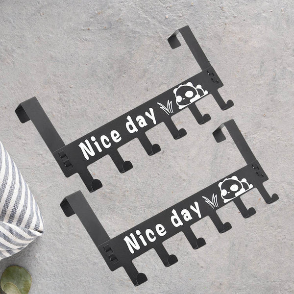 Heavy-Duty Carbon Steel Door Hook Hanger Rack (2 pc / 6 Hook / Black) - dailyneed.life