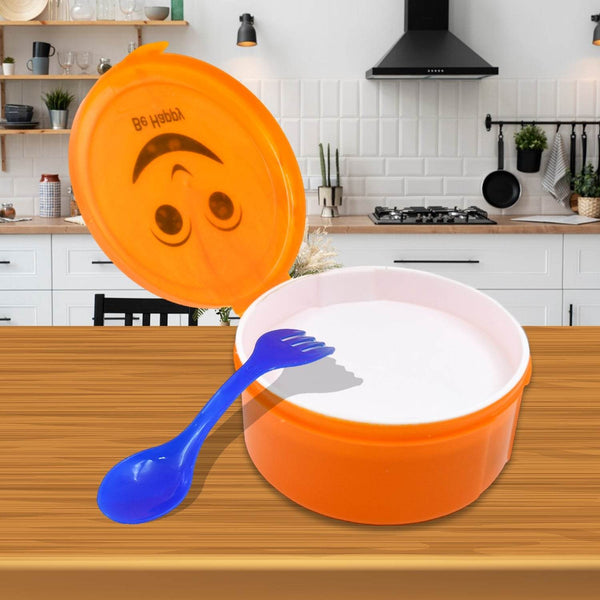 Smily Plastic lunch box, Small Box With 2in1 Spoon pack of 1 - dailyneed.life