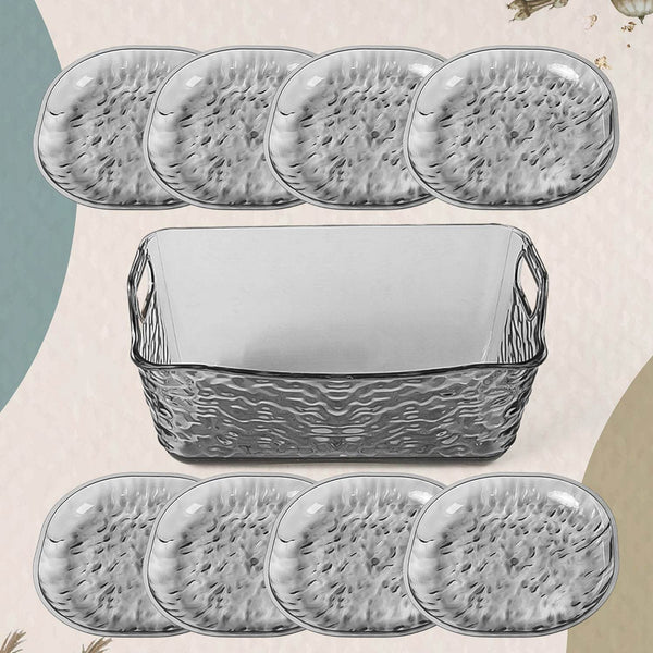 Plastic Household Plates Dinner Plates Dish Tray Skewer Bone Plate Set (9 Pcs Set) - dailyneed.life