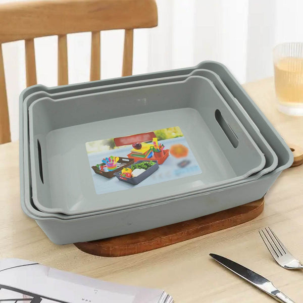 Multipurpose Organising & Storage Plastic Tray, Fruit & Vegetable/ Multi Purpose Tray, Organizer for Kitchen, Countertop, Cabinet, Bathroom Plastic Storage Basket For Store Fruits, Vegetables, Magazines, Cosmetics, Stationary Set of 3 - dailyneed.life