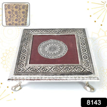 Silver - Square Pooja Chowki Patla / Bajot (20×20 CM / 1 Pc) - dailyneed.life