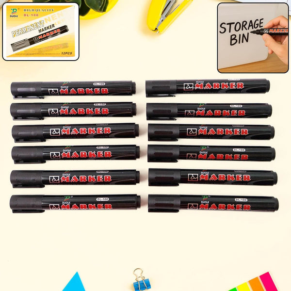 Premium Permanent Black Marker Pen Set (12 Pcs Set) - dailyneed.life