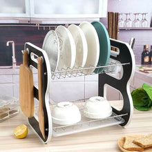 DISH DRAINER TWO LAYER DISH DRYING RACK WITH DRAIN BOARD - dailyneed.life