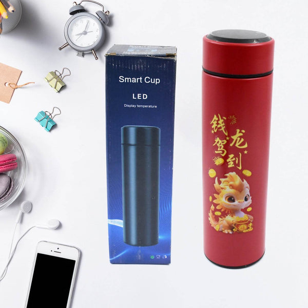 Printed Smart Vacuum Insulated Water Bottle with LED Temperature Display (1 Pc / 500 ML Approx / Multicolor) - dailyneed.life
