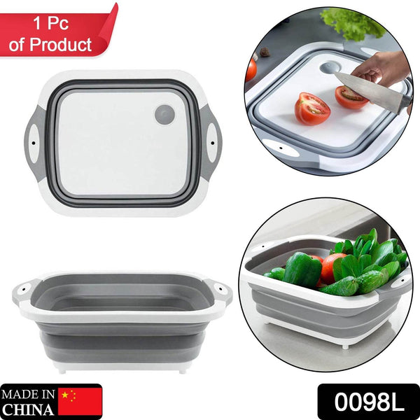 COLLAPSIBLE CUTTING BOARD WITH DISH TUB BASKET For Kitchen Use ( 1 Pcs ) - dailyneed.life