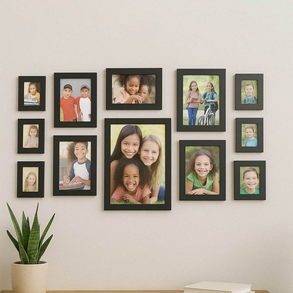 Premium Black Photo Frame Set 12 Pcs Wall Hanging Gallery Frames - dailyneed.life