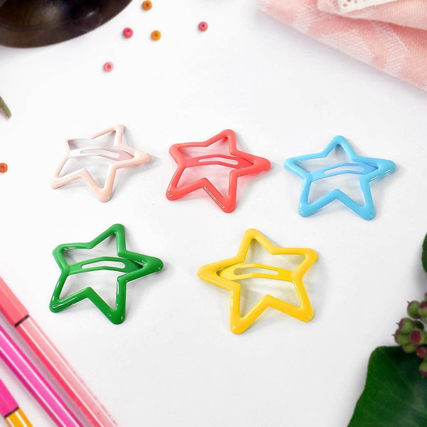 Metal Printed Star Shape Hair Clips (5 Pcs Set) - dailyneed.life