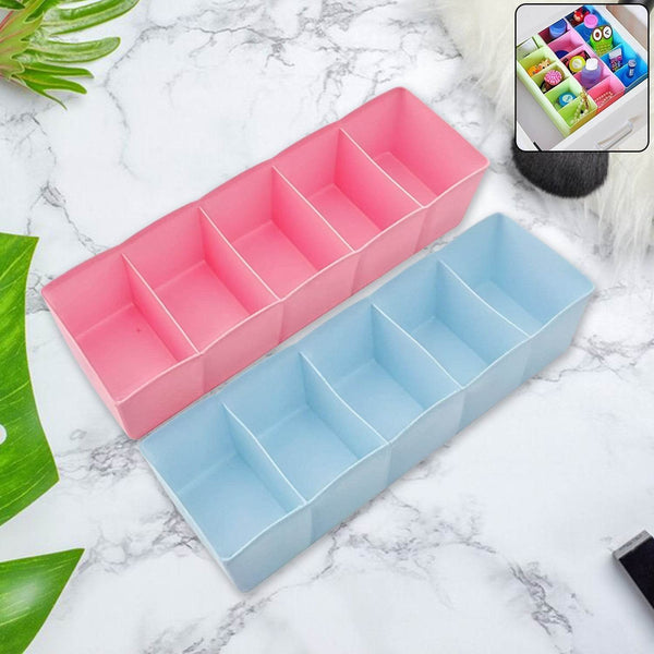 5 Compartments Socks / Handkerchief / Underwear Storage Box Socks Drawer Closet Organizer Storage Boxes (pack of 2) - dailyneed.life