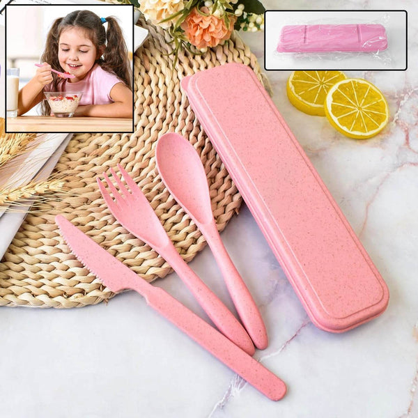4 in 1 Travel Utensils Plastic Spoons and Forks Sets for Lunch Box (3 Pc With Case) - dailyneed.life