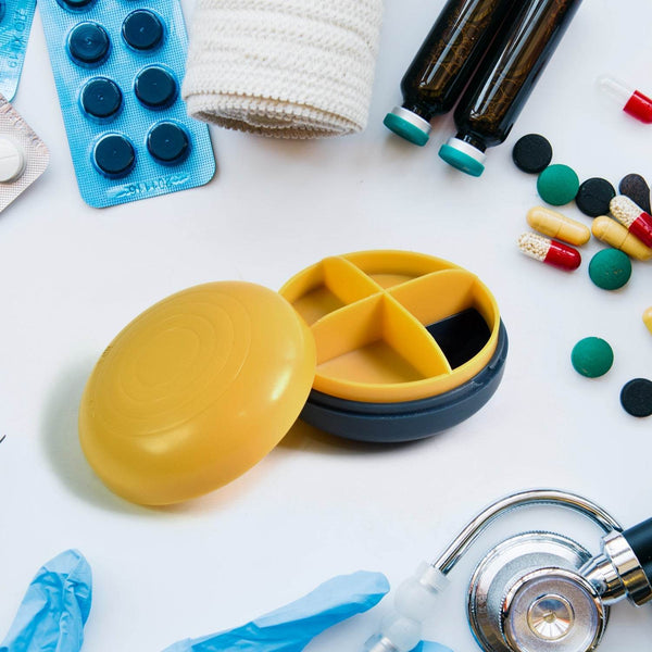 Portable Round Shape 4 Compartments Pill Box (1 Pc / With Color Box) - dailyneed.life