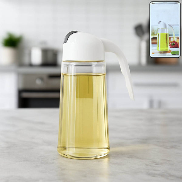 Kitchen Glass Oil Bottle Dispenser Automatic Opening Closing Home Bottles For Oil And Vinegar Honey Olive Oil Container (630ml) - dailyneed.life