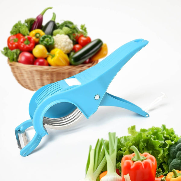 2 in 1 Vegetable & Fruit Multi Cutter 5 Blade Vegetable Cutter with Peeler (1 Pc / Multicolor) - dailyneed.life