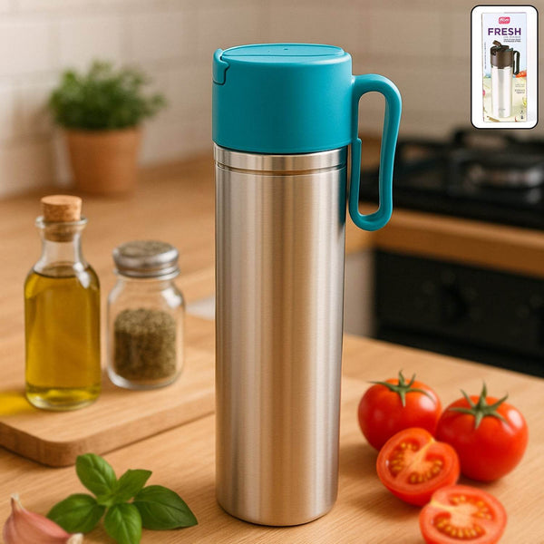 Supermom Stainless Steel Fresh Oil Pourer Bottle with Flip Lid and Handle Approx 1000ML (1 Pc) - dailyneed.life