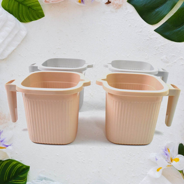 Plastic Square Bath Water Mug (4 Pc / 1000 ML / Mix Color) - dailyneed.life