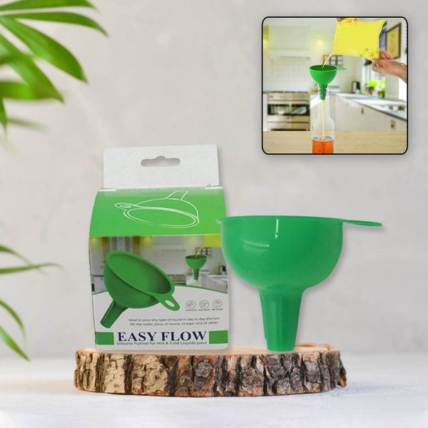 Silicone Funnel For Pouring Oil, Sauce, Water, Juice And Small Food-Grains (1 Pc Green) - dailyneed.life