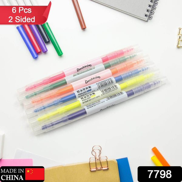 Dual-Headed Highlighter 6 Colors Double head Highlighter Pen, Perfect for Bible Study, Classroom and office for Children and Students (6 Pc Set) - dailyneed.life
