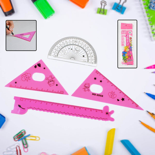 Cute Cartoon Giraffe Ruler / Scale Meter Ruler / Triangle Ruler (4 Pc Set) - dailyneed.life