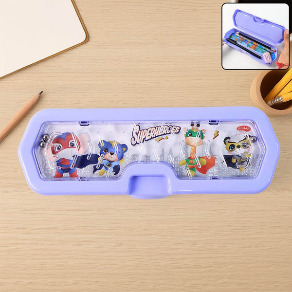 Cartoon Character Printed Plastic Pencil Box with Built-in Maze Puzzle Game (1 Pc) - dailyneed.life